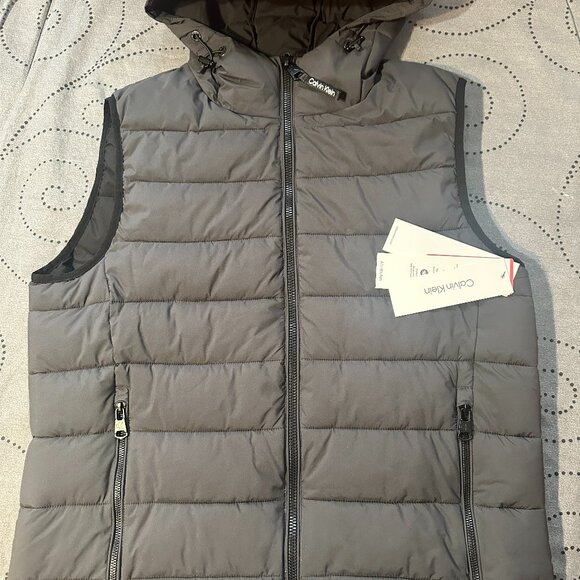 CALVIN KLEIN CASUAL IRO DEEP BROWN LOFT VEST HOODIE JACKET SIZE M MEN $150.00 - Picture 1 of 5